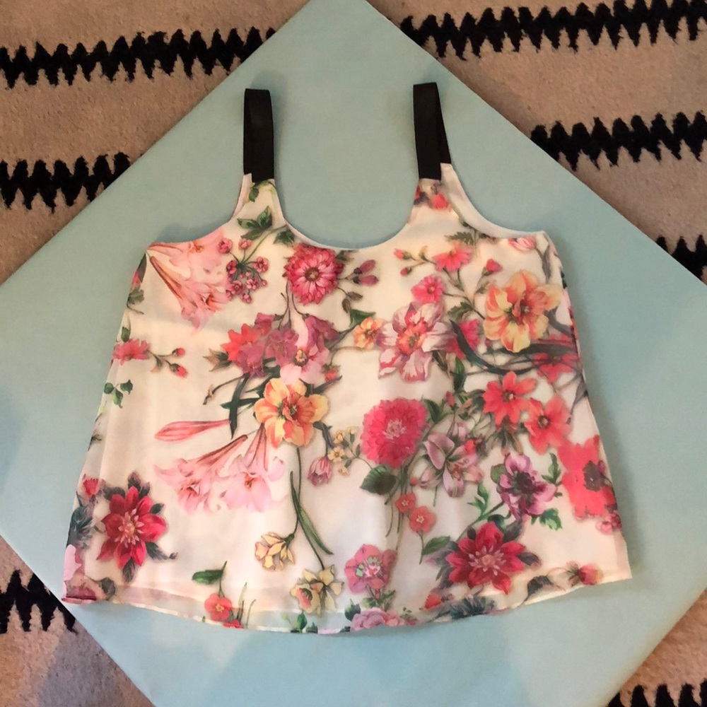 Grosgrain strap floral tank by Romeo & Juliet